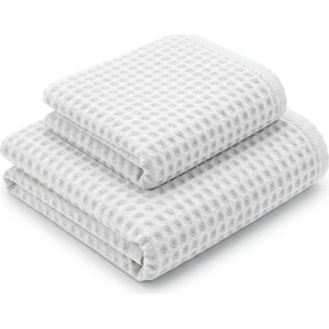 Asciugamani Nido d'Ape 100% Cotone 330 g/m² Made in Italy – Set 2 Pezzi (60x110 + 40x60) Tex Family – Bianco