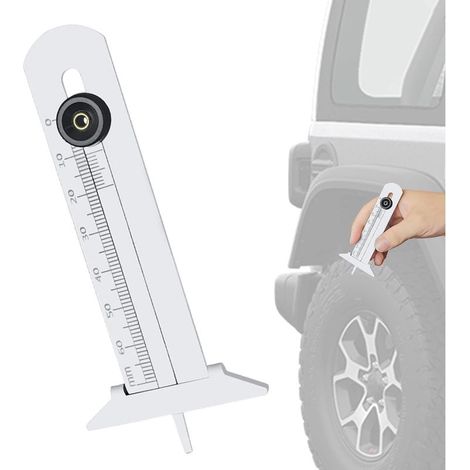 Jauge De Profondeur De Pneu - Contrôleur d'Usure de Pneus,Règle de Mesure en Acier Inoxydable Précise Design en T pour Voiture Camion Poids Lourd Moto Contrôle (1/5)