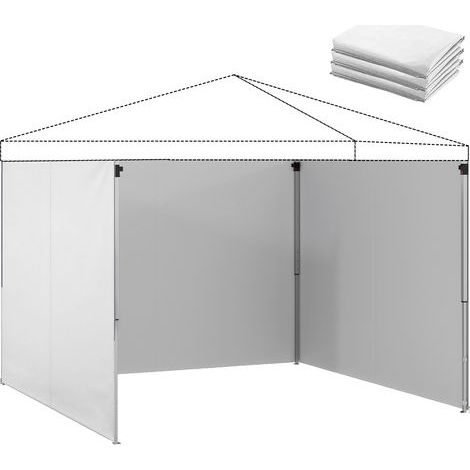 Set aus 3 Seitenwänden für einen 3x3 m großen Pavillon, mit Reißverschluss, aus weißem Oxford-Gewebe, für Pavillons und Pergolen (1/5)