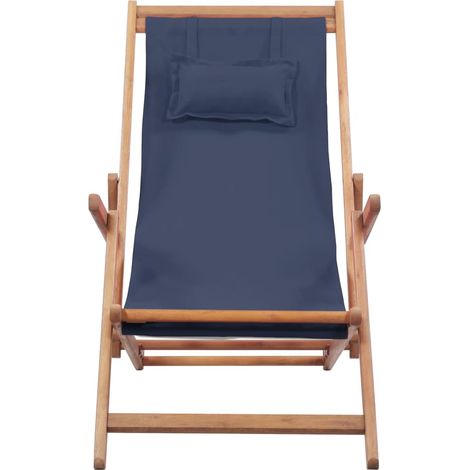 Maison Exclusive - Strandstuhl Klappbar Stoff und Massivholz Blau