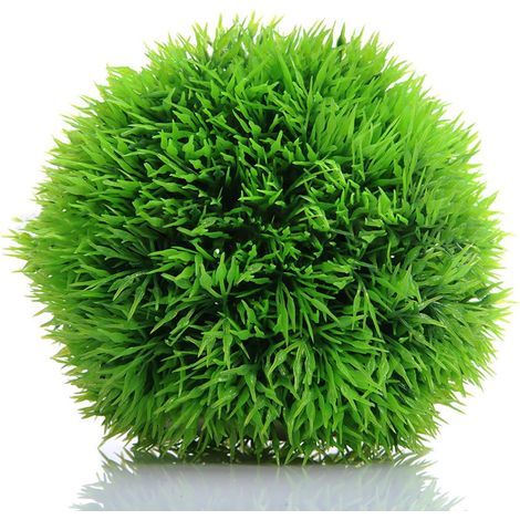 Boule D'Herbe Artificielle - Décoration Pour Aquarium - Simulation Paysagère En Plastique - Rouge Et Vert - Lot De 2