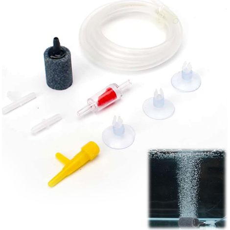 9x Accessoires de Pompe à Air pour Aquarium,Aquarium Kit D'Accessoires,2M Air Line Tube Tuyau,3 Ventouses pour Aquarium,1 x Clapet Anti-Retour,1 x Robinet en T pour Lnstallation D'Aération D'Aquarium (1/5)