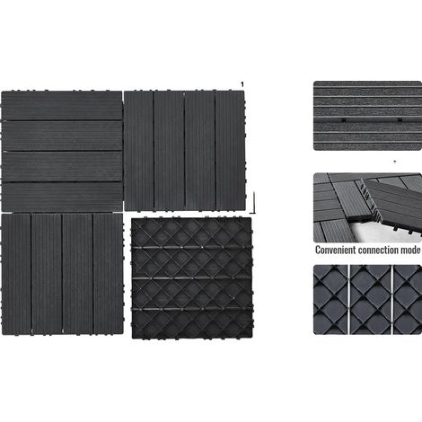Dalles de terrasse emboîtables, étanches, antidérapantes, 36pcs Gris (1/2)