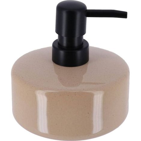 Distributeur a savon gres laque 400ml - beige -