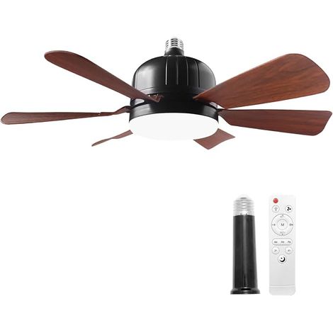 Ceiling Fan with Light and Remote Control,Black Wood Grain Small Fan Light 45cm with Dimmable LED Bulb, 3 Color Temperatures (1/5)