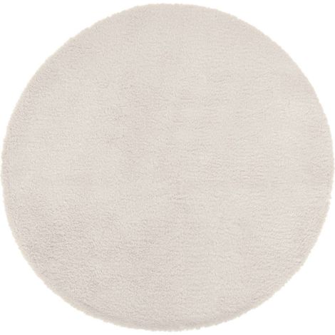 Atmosphera – Tapis rond 80 cm – Extra doux en polyester – Imitation fourrure – Tissu certifié OEKO-TEX – Épaisseur 2 cm – Couleur ivoire (1/4)