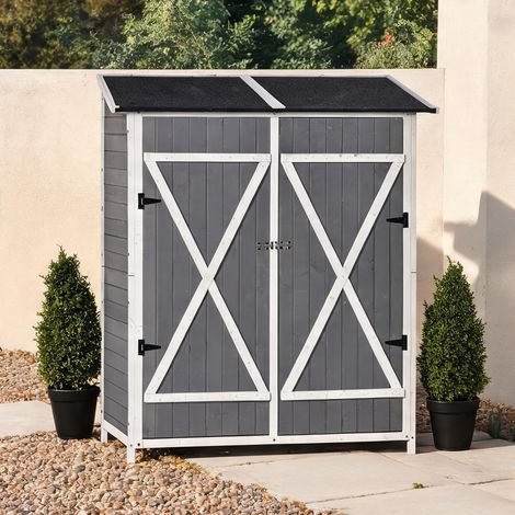 Abri de jardin en bois gris 139 x 75 x 160 cm à porter (1/5)