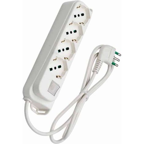 Fanton Multipresa 4 Posti Schuko Bianca con Interruttore e Cavo 1,5m (1/2)