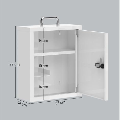 Armoire à médicaments murale 32x14x38 cm en métal blanc à serrure à code, gain de place – MEUBLIV (1/5)