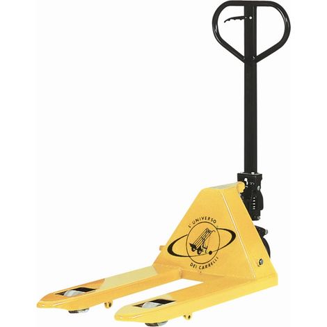 Transpallet modello corto con forche da mm 800 e 4 rulli anteriori