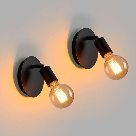 2 Pack Applique Murale Intérieur Rétro Edison Lampe Murale Rotative 360°Vintage Éclairage Mural Métal Industrielle pour Salon Couloir Chambre Bar Restaurant Café Douille E27 Noir Lot de 2 (1/5)