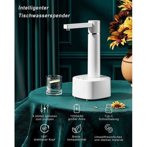 Pompe à bouteille d'eau,distributeur d'eau de bureau portable à double usage,distributeur automatique d'eau rechargeable par USB (1/3)