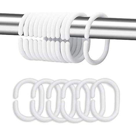 Rideaux de douche en plastique Crochets pour tringle de douche et fenêtre (Lot de 24, Blanc)