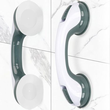 Maniglione di sicurezza per vasca da bagno e doccia, lungo 30 cm con ventose resistenti, maniglione di sicurezza con barra di equilibrio, verde, 2 pezzi (1/5)