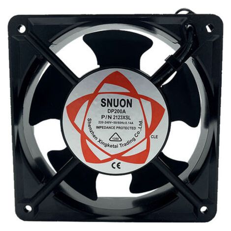 Axial fan for fireplace inserts, built-in, high-temperature resistant, low-noise blades, universal, 120 x 120 x 38 mm--DTEKGAZ