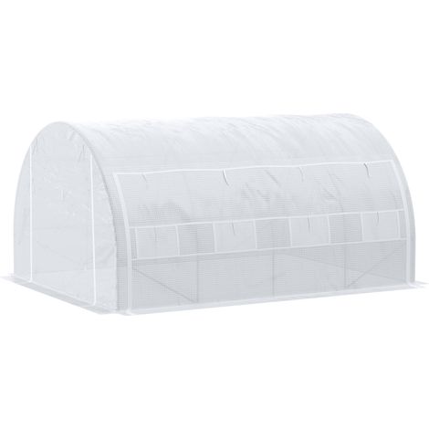 Outsunny Serra da Giardino con Porta, Pannelli e 8 Finestre Avvolgibili Bianco