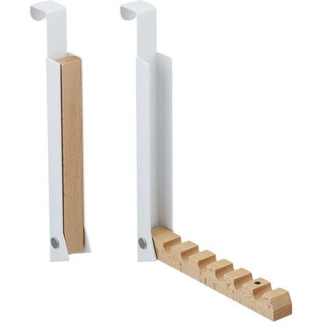 Appendiabiti pieghevole, confezione da 2, per porte di spessore max. 2 cm, per 6 grucce, bianco (1/5)