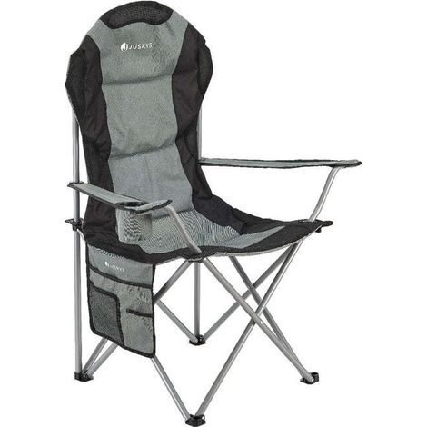 [NEUWERTIG] B-Ware Campingstuhl Lido Klappstuhl gepolstert mit Getränkehalter grau 62x62x102cm (1/2)