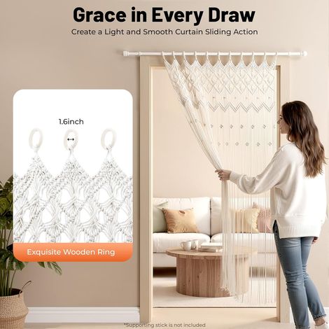 Rideau de porte décoratif tressé, 120x195 cm rideau bohème, fond décoratif polyvalent