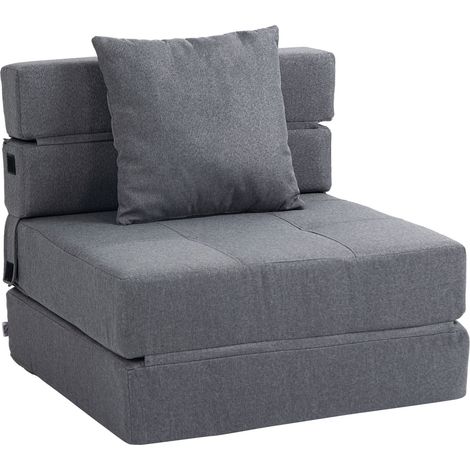Schlafsessel Klappbar, Schlafsofa, 2-In-1 Klappsessel Mit Bettfunktion, Relaxsessel Mit Kissen, Gästebett, Bis 100 Kg Belastbar, Dunkelgrau