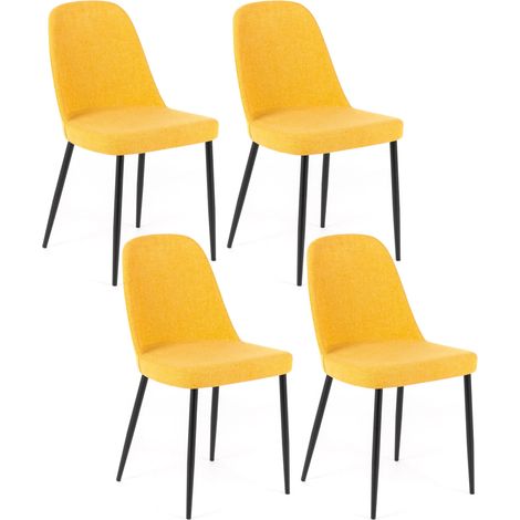 Set 4 Sedie 55x46xH85 cm in Tessuto Tamara Giallo (1/5)