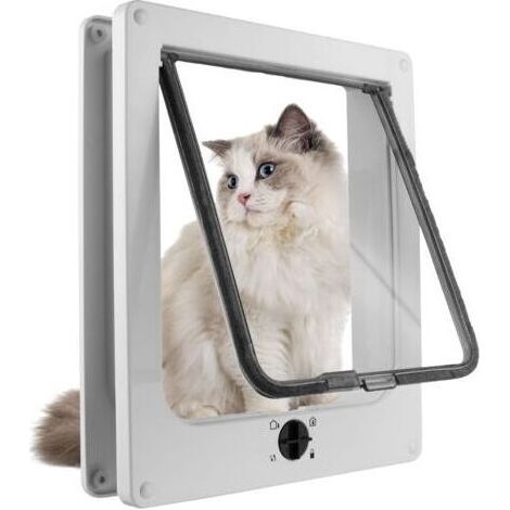 Chatière magnétique 4 voies dimensions 23.5 x 27 x 5.5 cm pour chats petits chiens étanche avec rabat transparent facile installation (1/5)