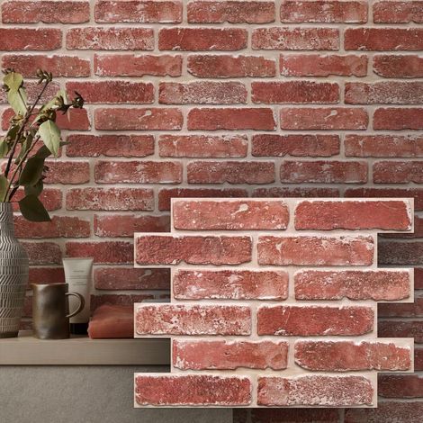 Panneaux Muraux 3D Adhesif Brique, 10 Pièces, 30 x 40 cm, Léger PVC AutoAdhésif Panneaux Muraux 3D Pierre Décoration Pour Décoration Intérieure (1/5)
