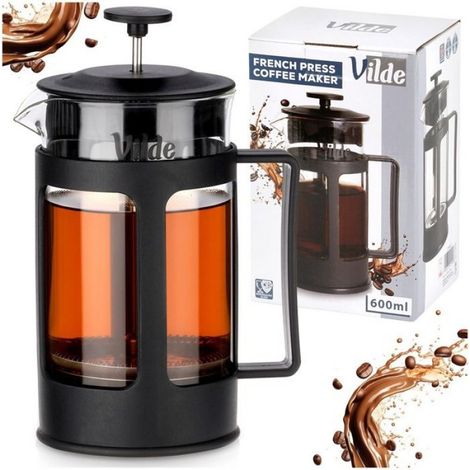 Cafetière À Piston - 600 Ml - Verre Borosilicate - Filtre Inox - Pour Café Thé Infusion Mousse - 1 Pièce