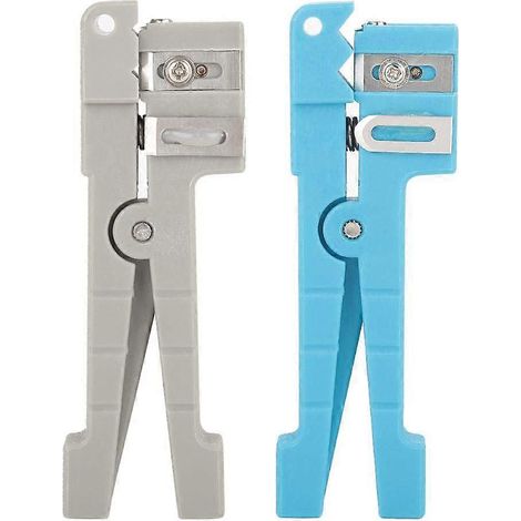 Outil de dénudage de fils, pince à dénuder pour gaine de fibre optique, outil de coupe pour dénudage de câbles coaxiaux (gris et bleu) (1/5)