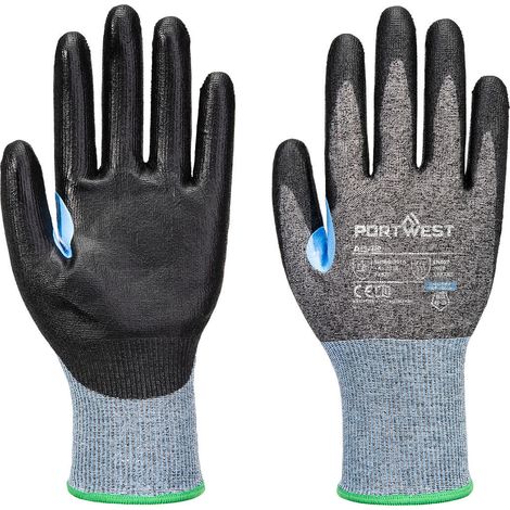 Guanto antitaglio Cs D18 Pu - Taglia L - Grigio/nero - Portwest