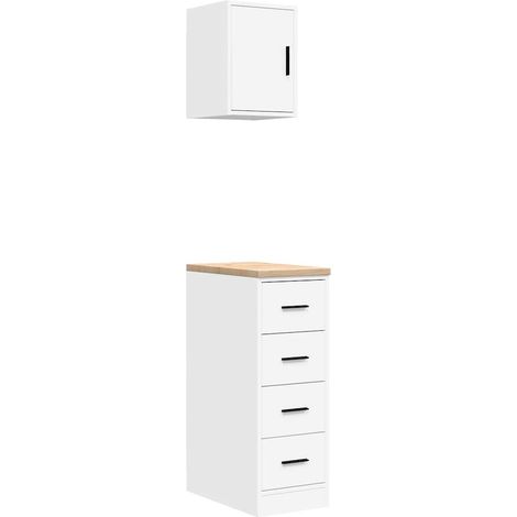 Maison Exclusive - Armadi da Garage 2 pz Biancin Legno Multistrato