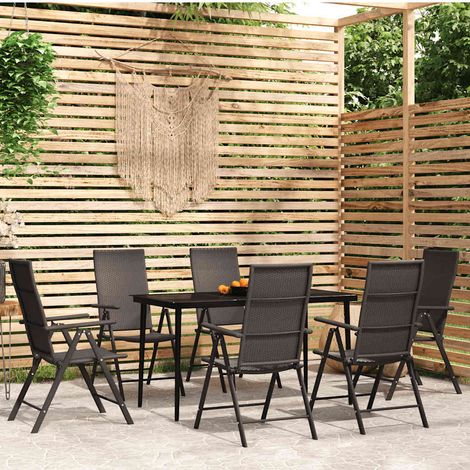 Juego de comedor para jardín 7 piezas negro vidaXL (1/5)