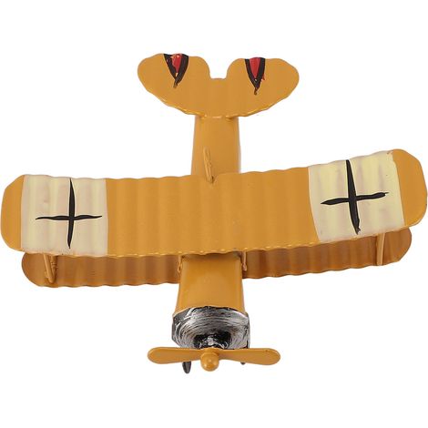 Modèle Avion Décoration Fer Forgé Vintage Jaune 10x9x5cm Ornement Rétro pour Voiture Bureau (1/5)