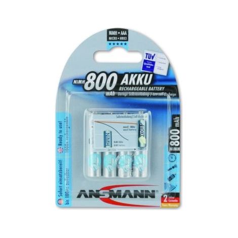 ANSMANN Akku Micro AAA 800 mAh 1,2V Ni-MH, 4 Stück