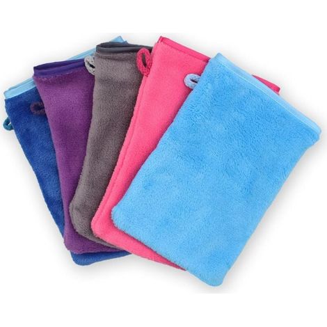 MUMU 5 Pcs Microfiber Bath Towels Makeup Remover Face Wash Towel Set 15 x 20cm (5 Colors) (1/4)