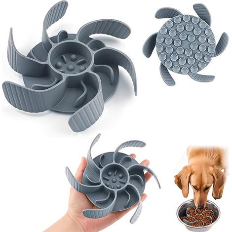 Bac anti-glouton pour chien, gamelle à alimentation lente réglable et antidérapante, insert anti-glouton pour digestion lente, diamètre supérieur à 12 cm, gris (1/5)