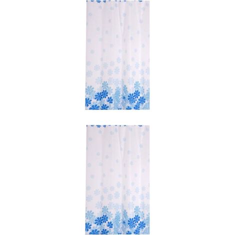 Douche avec style avec rideau de fleurs imperméable pour salle de bain rideau de douche à fleurs rideau de salle de bain en polyester bleu moderne 180 cm x 180 cm 2 ensembles (1/5)
