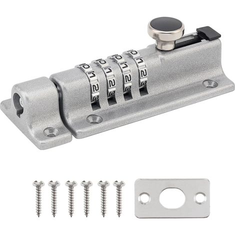 Serratura a combinazione, serratura a combinazione a 4 cifre con viti, serratura codificata per porta di armadi, garage, casetta da giardino (argento)