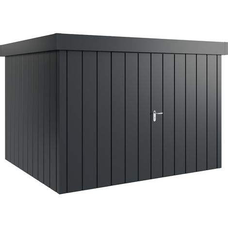 Hörmann Metall-Gerätehaus "Juno" mit Flachdach, JFD13 - Modern, 310 x 262 cm (B x T), anthrazit, 2-flüglige Tür