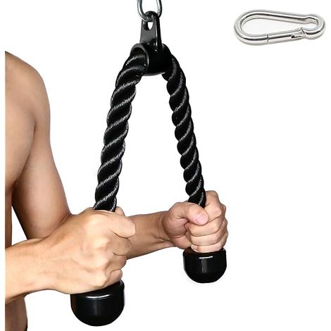Corde Pour Triceps - 27 Pouces Et 36 Pouces - Finition Nylon Tressé Renforcé - Extrémités En Caoutchouc Solide - Compatible Avec Machines À Câbles Universelles - Lot De 2 (1/3)
