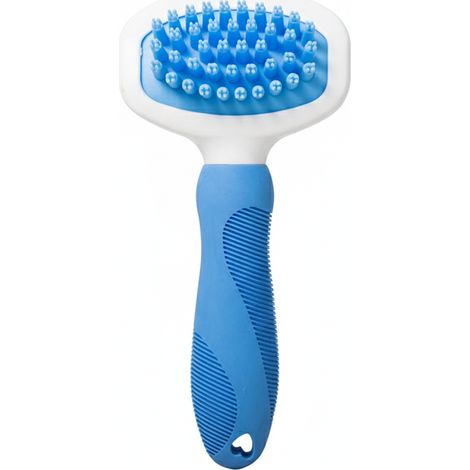 Brosse de massage pour animaux, peigne à poils pour éliminer les poils morts chez les chiens, pour le bain et le brossage, bleu et blanc-AquaForge (1/3)