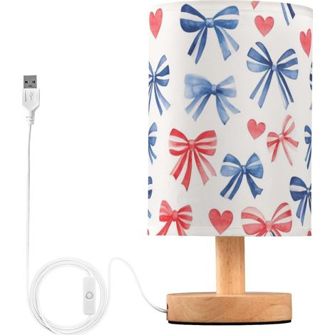 Kcldeci Lampe de chevet à rayures bleues rouges et blanches pour (1/5)