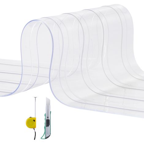 Mophorn 75' x 8" Clear PVC Strip Curtain, Ribbed Plastic Door Strips for Supermarket, Garage, Warehouse, Barn, Pet House, Bulk Roll, 0.08" Thickness