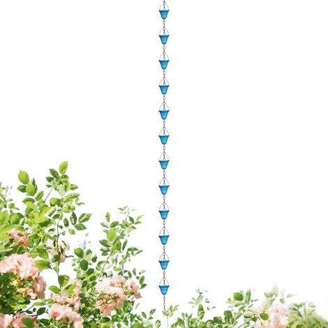 Chaîne de Récupération d'Eau de Pluie 12 Coupes Métalliques Décoratives Remplacement de de Gouttière pour Jardin Extérieur Maison Cour Patio Paysager Trottoir (1/5)