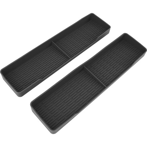 Lot de 2 étagères de cuisson magnétiques en silicone, anti-fuites et antidérapantes, pour four, avec porte-épices et accessoires de cuisine noirs. (1/5)