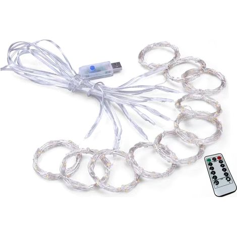 Lumière Rideau LED 8 Modes Télécommande 3.3x3.3m Alimentation USB Sécurité Haute pour Bureau Extérieur Maison (1/5)