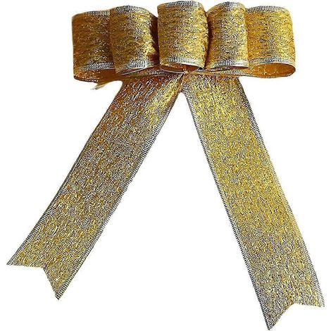 Nœuds de Noël, décorations de Noël, ornements de Noël, pendentif nœud rouge et or en tissu non tissé, grandes décorations de Noël