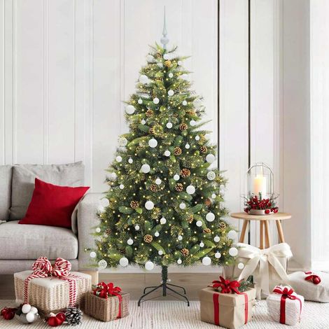 vidaXL Künstlicher klappbarer Weihnachtsbaum mit Tannenzapfen 180 cm (1/5)