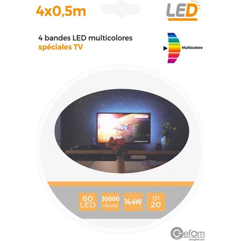 4 bandes led tv 2X50 cm Réglable avec télécommande prise usb 14,4W