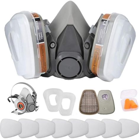 ANUNU Masque de Protection Respiratoire Réutilisable, Respiratoires chimique avec filtres pour peinture à gaz pour résine époxy (1/5)